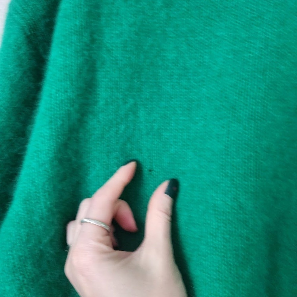 VINTAGE 80s cable knit rabbit hair blend crew neck sweater in kelly green size L - Picture 4 of 10